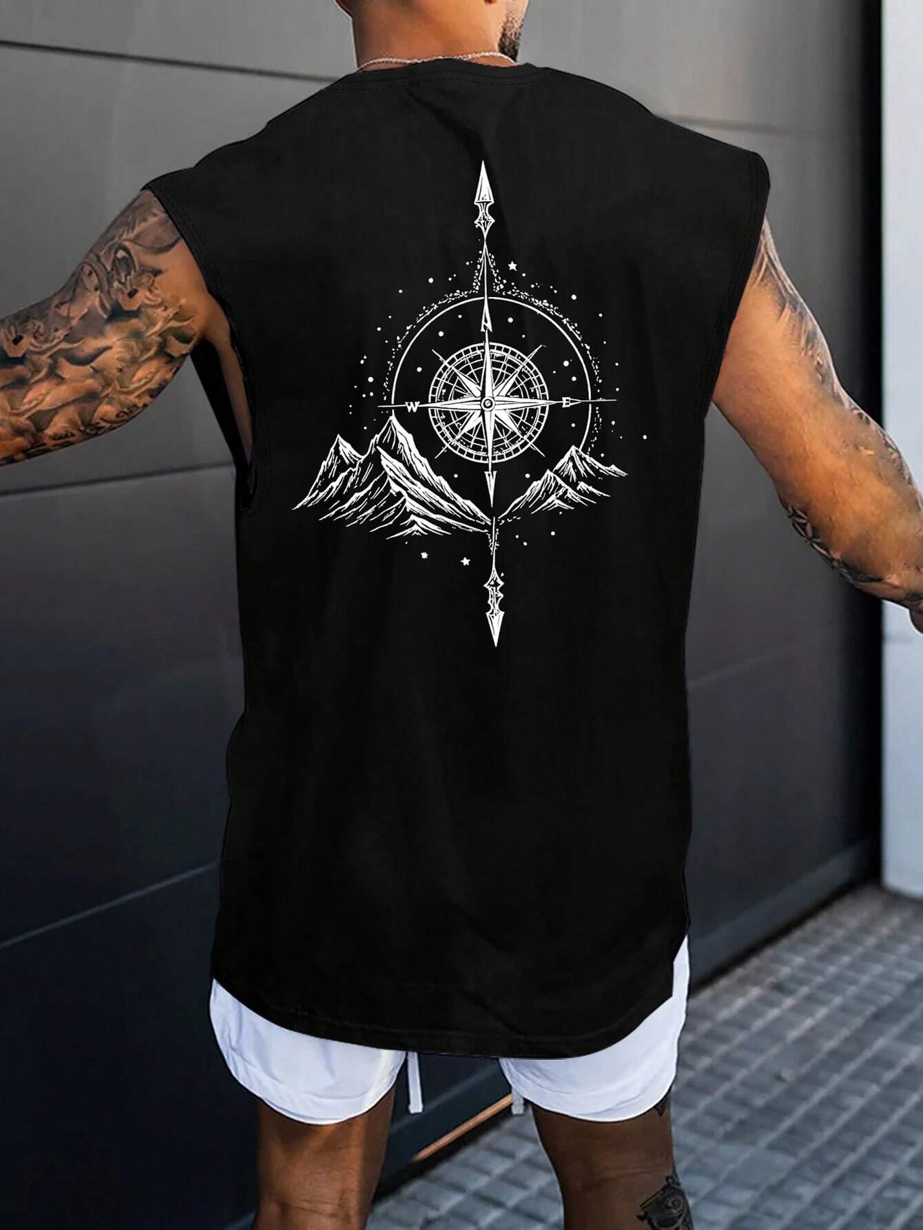 Kafoon - Men's Graphic T-Shirt with Round Neck and Sleeveless, Casual Everyday Wear