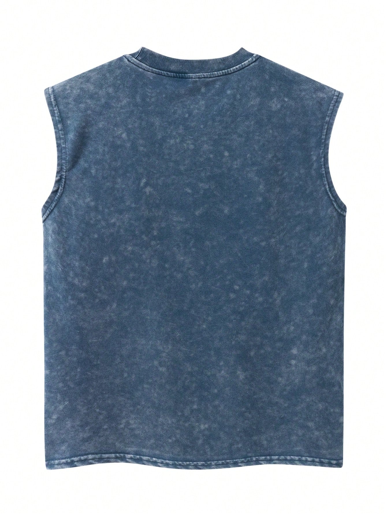 Kafoon - Men's sleeveless tank top with washed-out vintage effect and black palm tree pattern