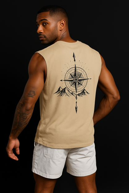 Kafoon - Men's Graphic T-Shirt with Round Neck and Sleeveless, Casual Everyday Wear