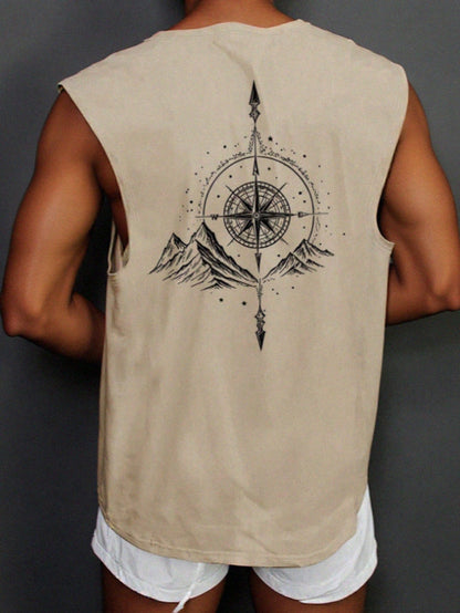 Kafoon - Men's Graphic T-Shirt with Round Neck and Sleeveless, Casual Everyday Wear