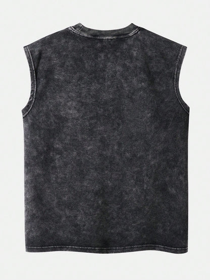 Kafoon -  Unisex´s casual black sleeveless tank top with Brazil lettering pattern and destroyed effect.